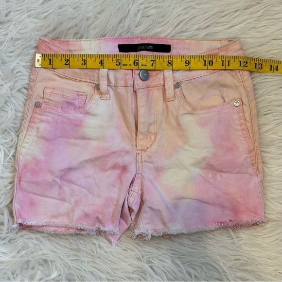 Joe's Jeans Harlow Denim Shorts Girl's 14‎ Rainbow Tie Dye Frayed Hem Buttoned - Picture 2 of 9